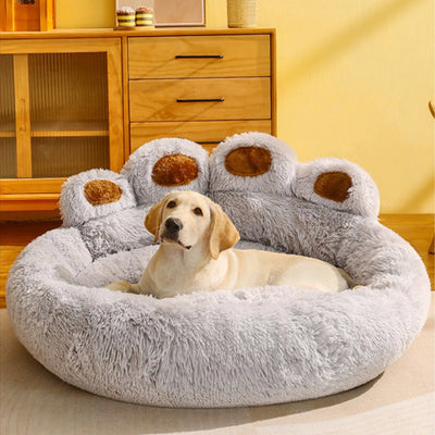 Lit Rond pour Grand Chien Forme Patte d'Ours 110 cm