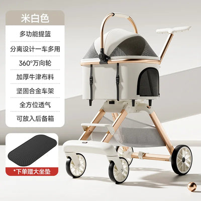 Poussette pour Chien de Luxe 3 en 1 Nacelle Détachable