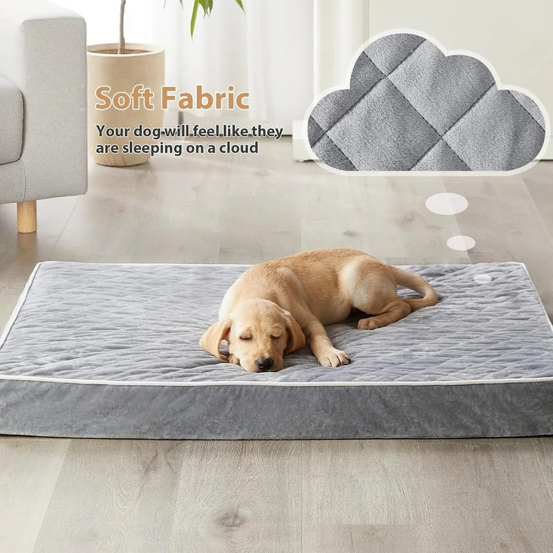 Lit Orthopédique pour Chien Étanche Déhoussable Gris Grande Taille