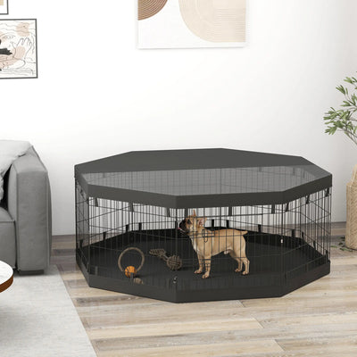 Parc pour Chien Intérieur PawHut 8 Panneaux Pliables Acier