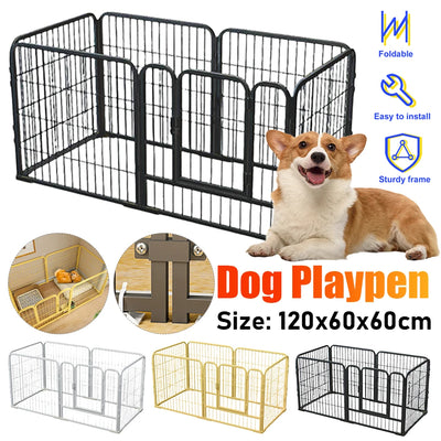 Parc pour Chien Métal 6 Panneaux Pliable 120x60x60 cm