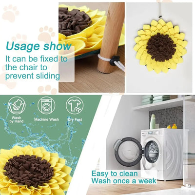 Tapis de Fouille Tournesol Alimentation Lente Chien