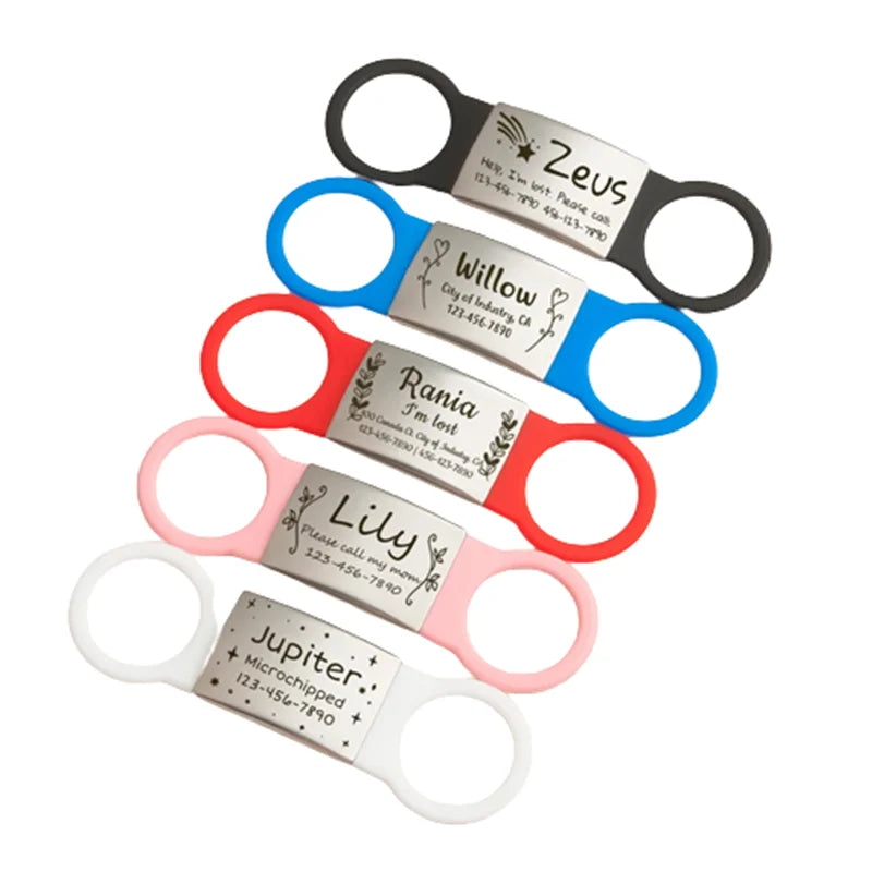 Médaille Gravée Silicone Acier Inoxydable Chien et Chat