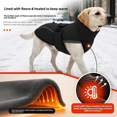 Manteau Imperméable Doublé Polaire pour Grand Chien, Ouverture Harnais