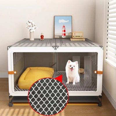Cage pour Chien d'Intérieur Meuble Transparente Deluxe