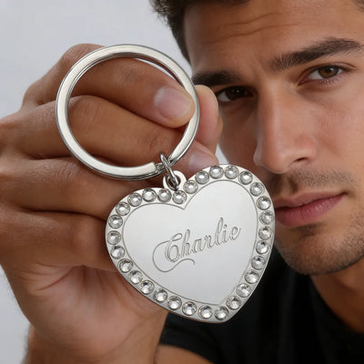 Médaille Coeur Strass Gravée pour Chien