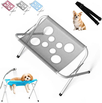 Hamac de Toilettage Pliable en Maille sur Pieds, Petit Chien