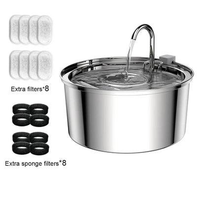 Fontaine à Eau Chien Inox 7 L Fenêtre Niveau d'Eau
