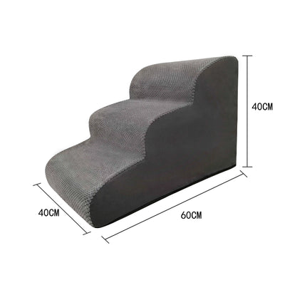 Escalier pour Chien Incurvé Mousse Dense Gris 3 Tailles