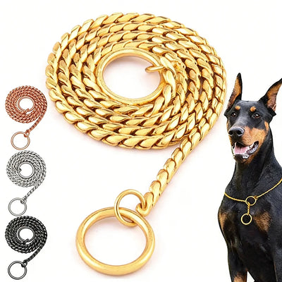 Collier Étrangleur Chaîne Serpent Inox pour Chien Réglable