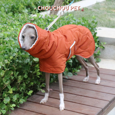 Manteau Matelassé Orange Col Roulé Lévrier Italien