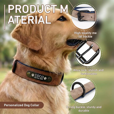 Collier Cuir Gravé Personnalisé Grand Chien