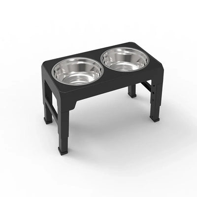 Gamelle Double Inox Chien Support Surélevé Réglable Noir