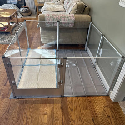 Enclos pour Chien Acrylique Transparent avec Tapis Lavable