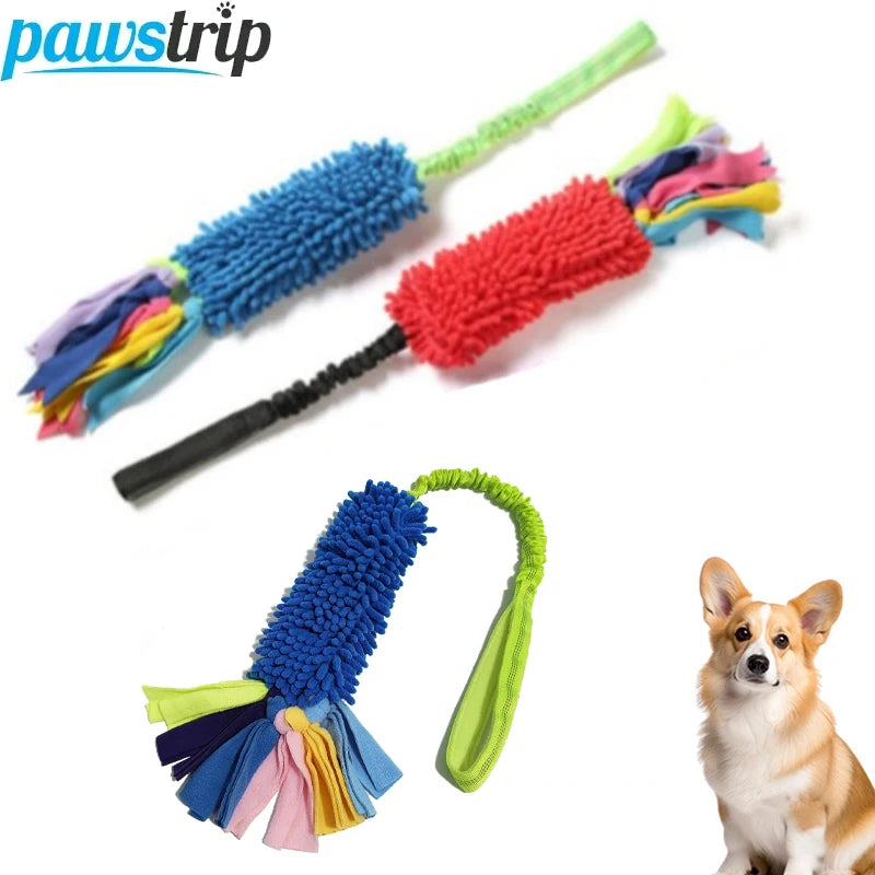 Jouet de Traction Chenille Polaire Poignée Élastique pour Chien