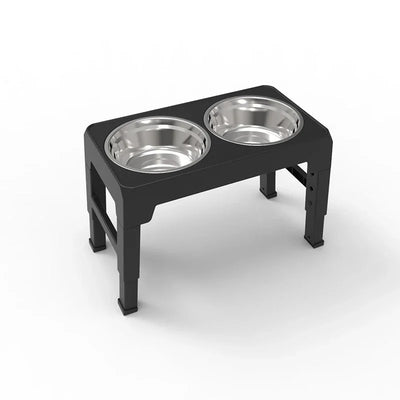 Gamelle Double Inox Chien Support Surélevé Réglable Noir
