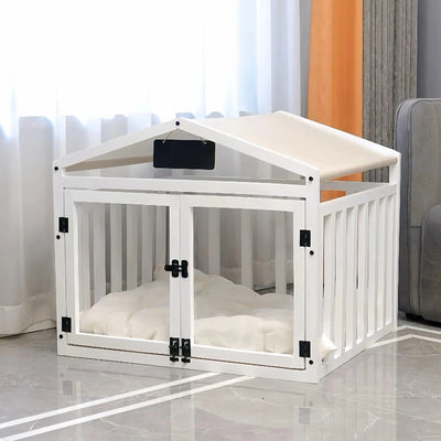 Niche d'Intérieur Cage pour Chien en Bois Massif Double Porte