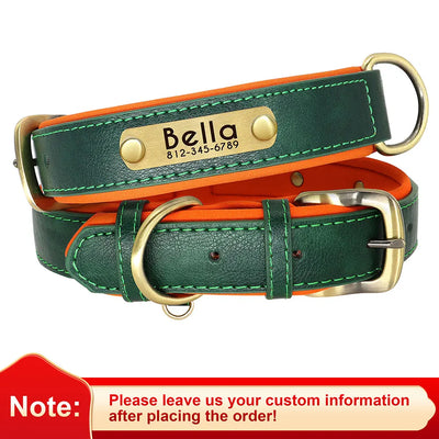 Medaille Collier Rembourre Cuir PU Gravee Chien