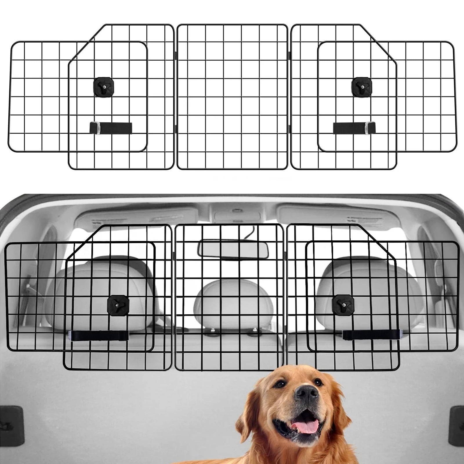 Grille de Séparation Voiture pour Chien, Réglable 91-154 cm