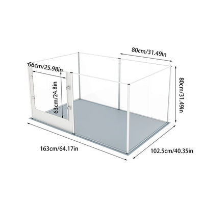 Enclos pour Chien Acrylique Transparent avec Tapis Lavable