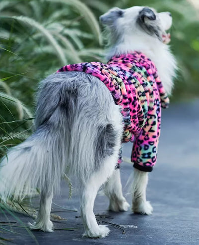 Manteau Polaire Léopard Zippé pour Grand Chien