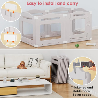 Parc Pliable Chien 6 ou 8 Panneaux 60 cm Ventouses