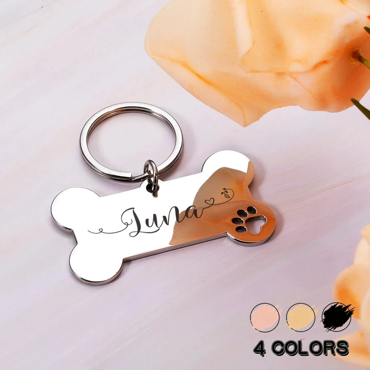 Médaille Ligne Ondulée Gravée Nom pour Chien