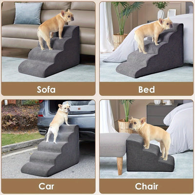 Escalier pour Chien Incurvé Mousse Dense Gris 3 Tailles