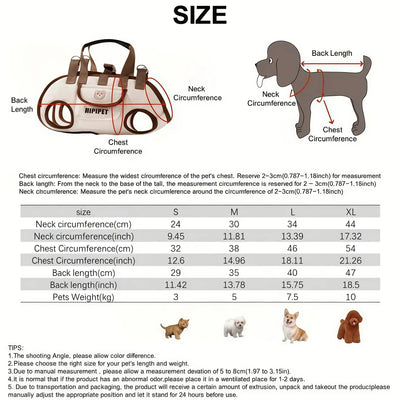 Harnais de Soutien Sacoche à Poignée Petit Chien 10 kg
