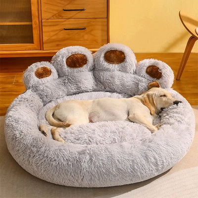 Lit Rond pour Grand Chien Forme Patte d'Ours 110 cm