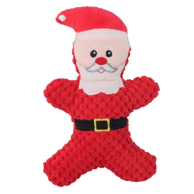 Peluche de Noël Grinçante Chien Père Noël et Renne