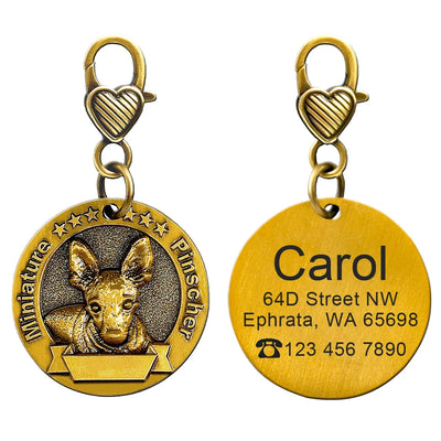 Médaille Cuivrée Gravée Silhouette de Race pour Chien
