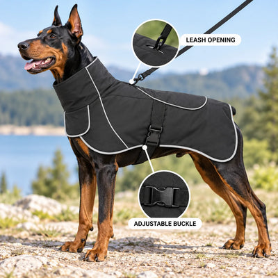Manteau Imperméable Polaire Noir Chien Taille XL