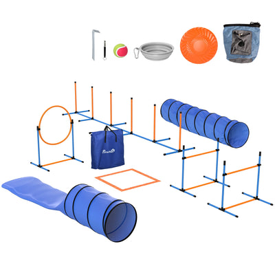Kit d'Agility Chien PawHut 11 Pièces avec 2 Tunnels