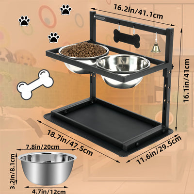 Bol Surélevé Réglable Gros Chien Inox
