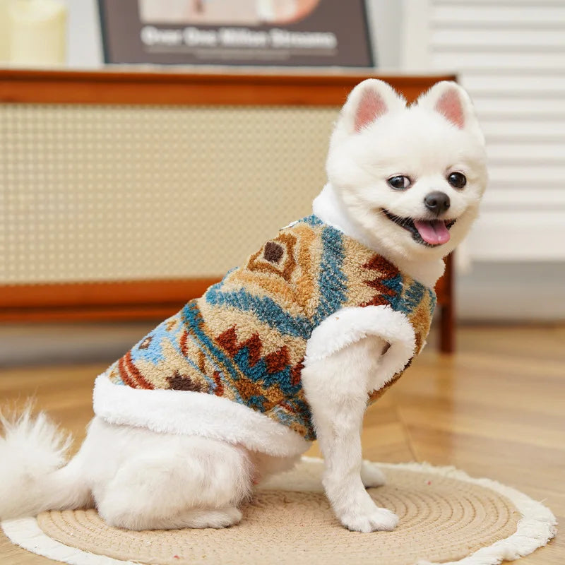 Gilet Polaire Motif Aztèque Chien Petit Gabarit