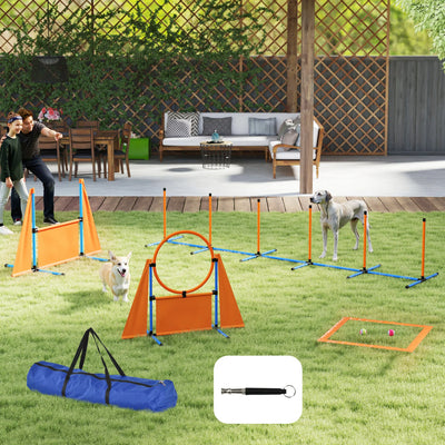 Kit d'Agility PawHut 6 Pièces Slalom et Sauts pour Chien