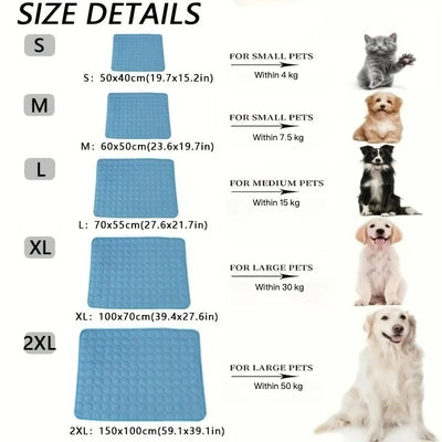 Tapis Rafraîchissant Bleu pour Chien et Chat, Format S à XL