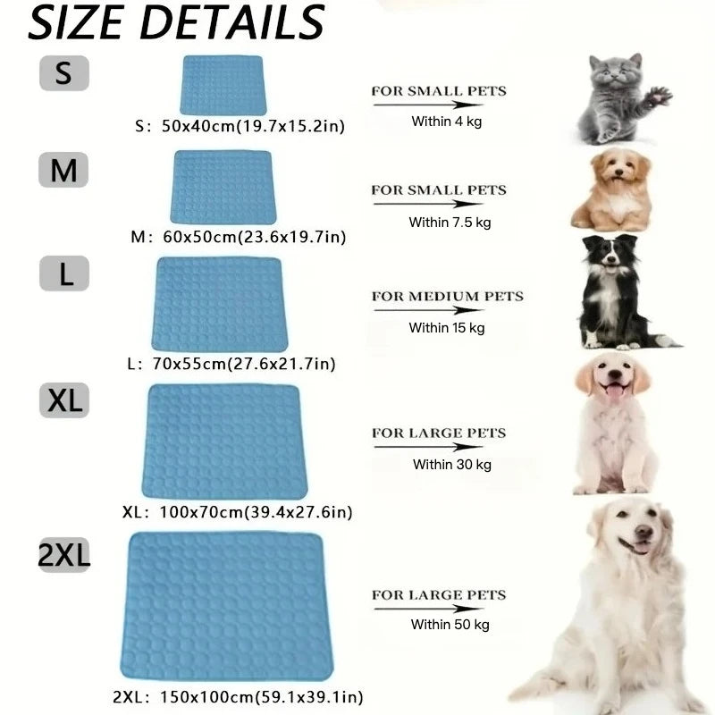 Tapis Rafraîchissant Bleu pour Chien et Chat, Format S à XL