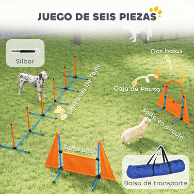 Kit d'Agility PawHut 6 Pièces Slalom et Sauts pour Chien