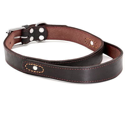 Collier Cuir Véritable à Poignée pour Gros Chien
