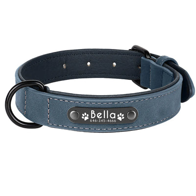 Collier Cuir Personnalisé Plaque Gravée Grand Chien