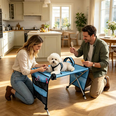 Table de Toilettage Pliable avec Poches, Petit Chien 13,6 kg