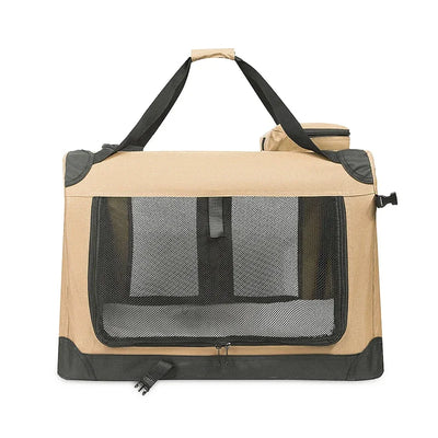 Cage pour Chien de Transport Souple 3 Portes Beige