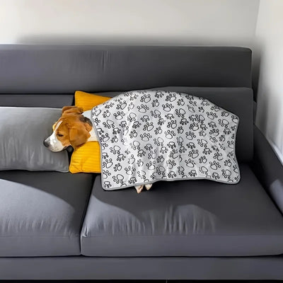 Couverture Peluche Chien Motif Patte Grand Format