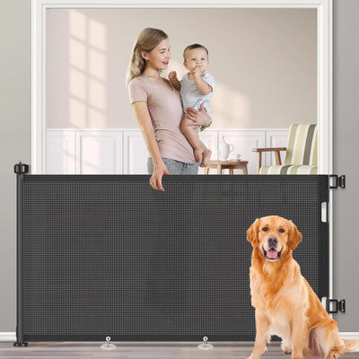 Barrière Rétractable pour Chien en Maille, Sans Perçage 80 cm