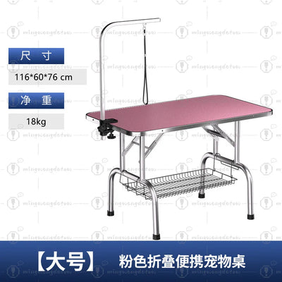 Table de Toilettage Pliable 116 cm avec Potence pour Chien