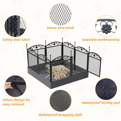 Parc pour Chien Mise Bas 8 Panneaux Métal 126 cm
