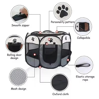 Tente pour Chien Octogonale Niche Pliable Montage Rapide