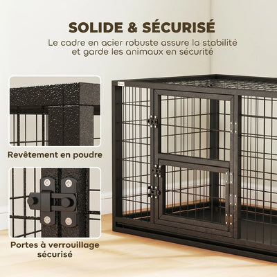 Cage pour Chien Intérieur Acier Toit Ouvrant 94x60x64 cm